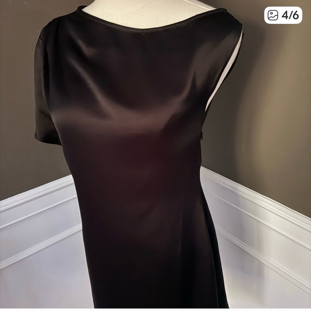 NWT ANNA QUAN ASYMMETRICAL OFF-SHOULDER SATIN MINI BLACK DRESS SIZE 4 - Picture 14 of 14